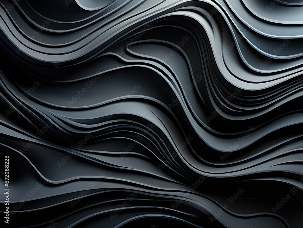 Modern interior, architecture, or technology. Grunge abstract black and white background on the subject of wavy dark gray texture. Reworked close-up photo of wall surface. Modern interior, architecture, or technology. Grunge abstract black and white background on the subject of wavy dark gray texture. Reworked close-up photo of wall surface.