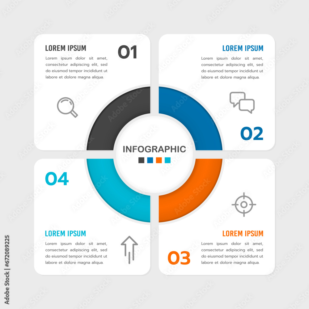 4 Process infographic design template to success. Business presentation. Vector illustration.