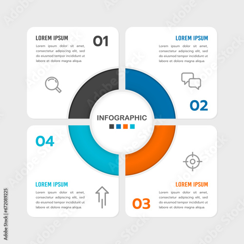 4 Process infographic design template to success. Business presentation. Vector illustration.