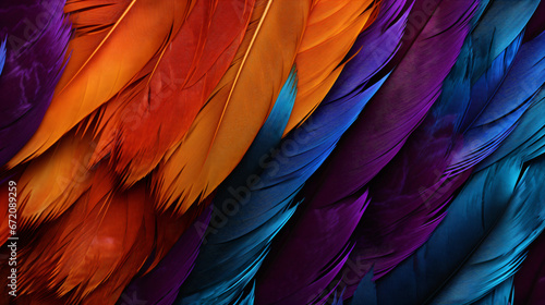 Macro Studio Shot of Colored Bird Feathers
