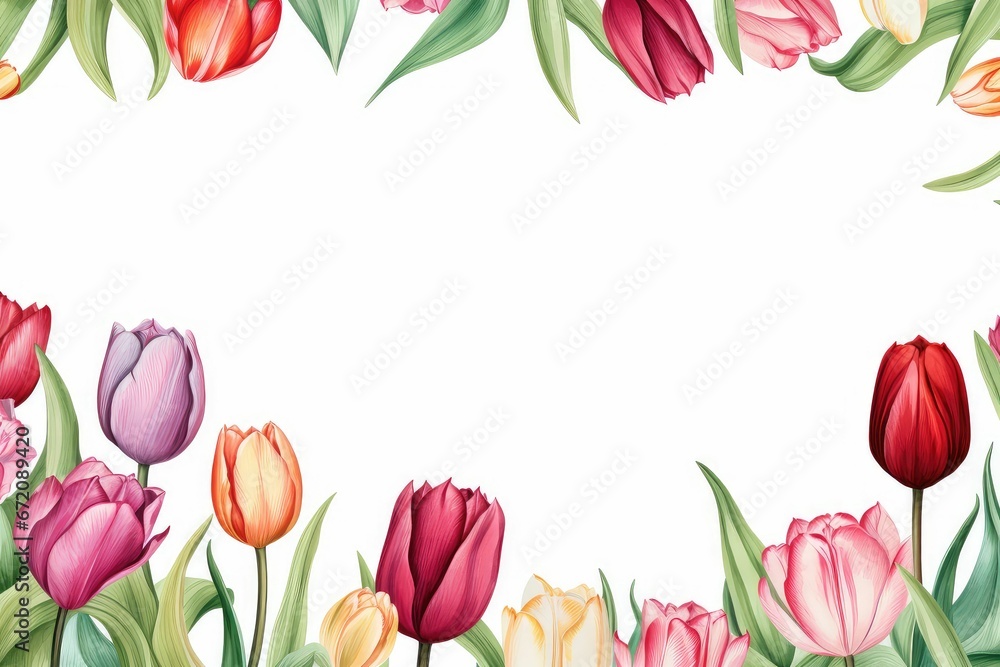 watercolor tulip flower frame background watercolor tulip flower frame background