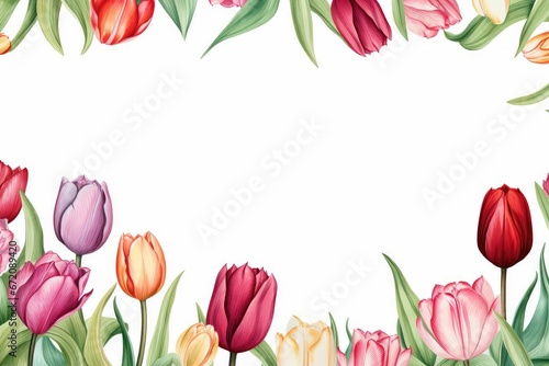 watercolor tulip flower frame background