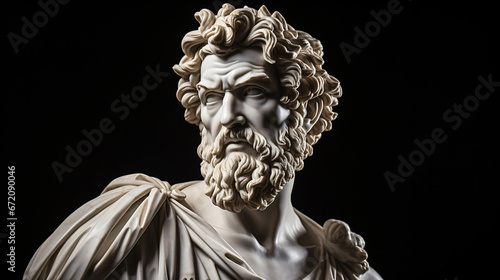 Marble sculpture of a stoic man