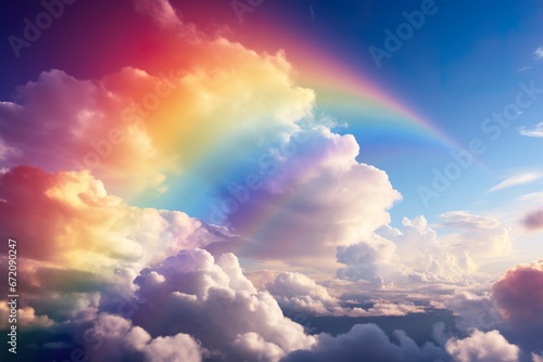 a real rainbow in the sky  with the rainbow bending down