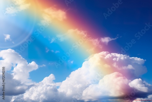 a real rainbow in the sky  with the rainbow bending down