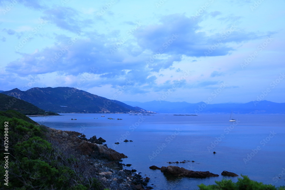 Stunning Corsica coastline with rocky beach near Ajaccio, Corsica, France, Europe