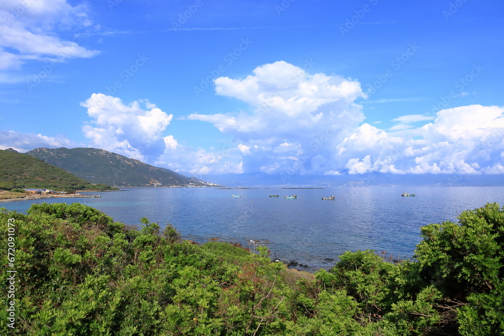 Obraz premium Stunning Corsica coastline with rocky beach near Ajaccio, Corsica, France, Europe