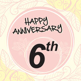 ribbon 6th happy anniversary vector illustration,good for celebration,anniversary party,birthday,ceremony,ground breaking,soft opening,grand opening,office, factory,couple,wedding,valentine,graduation