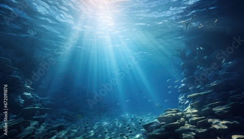 Photo of Underwater Serenity  A Tranquil Dive Amongst Submerged Stones and Crystal Clear Waters