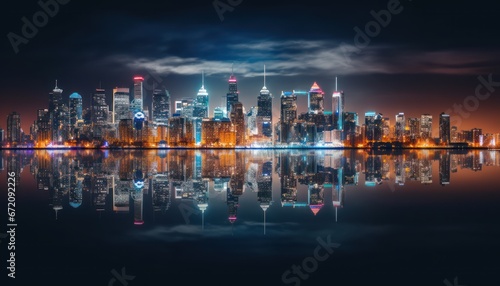 Photo of a Captivating City Skyline Reflecting on a Tranquil Waterscape © Anna