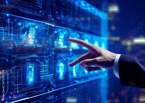businessman touching screen