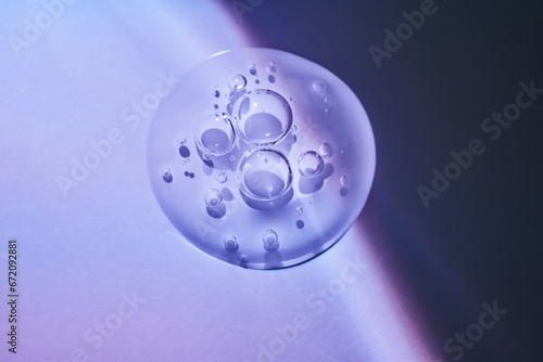 A drop of serum under ultraviolet light.