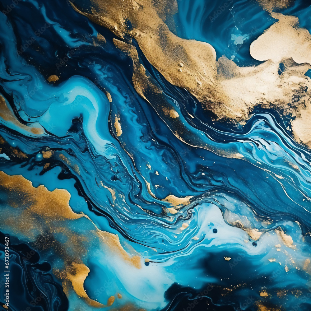 Abstract ocean blue marble. Blue marble texture design, contemporary fluid art painting, Very beautiful blue paint with the addition of gold powder. Abstract ocean blue marble. Blue marble texture design, contemporary fluid art painting, Very beautiful blue paint with the addition of gold powder.