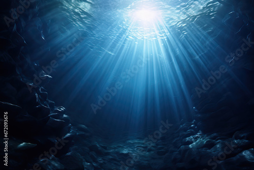 Mystical Deep Sea: Abyss with Blue Sunlight © artchvit