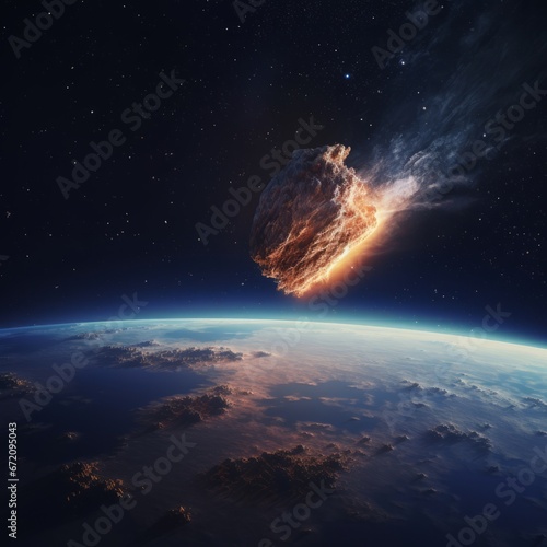 a meteor in space above a planet