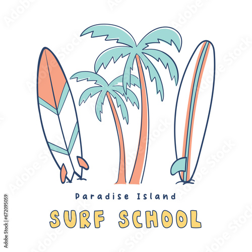 tropical surf board vector