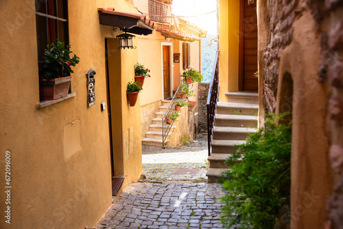 Picturesque narrow street of small town in Italy