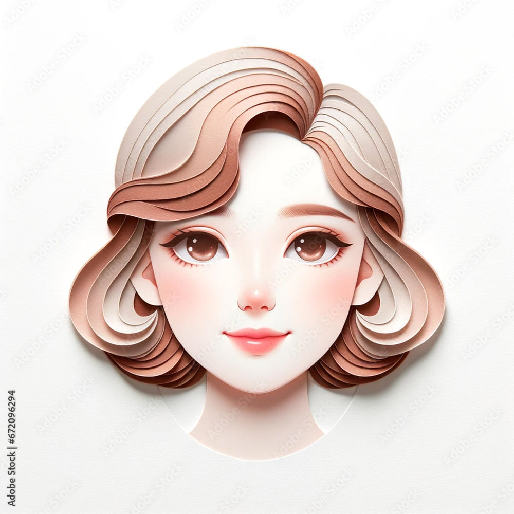 Fototapeta premium Illustration with a girl's face in an origami style, facial expression