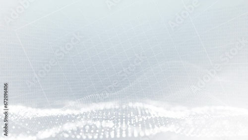 Abstract white particle business corporate digital technology on elegant clean gray Background. Modern motion pattern graphic network cyberspace concept.
