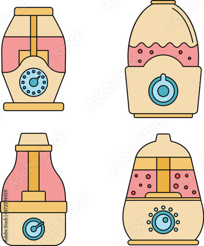 Home humidifier icon set. Outline set of home humidifier vector icons thin line color flat on white