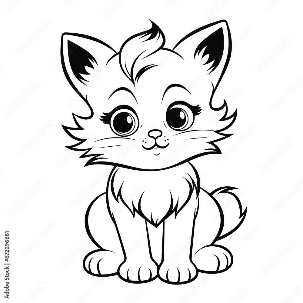 Cartoon Cat Kitten Baby Animals Simple, Coloring Pages Png Cartoon Cat Kitten Baby Animals Simple, Coloring Pages Png