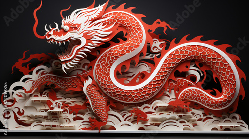 Paper cut out Chinese dragon design