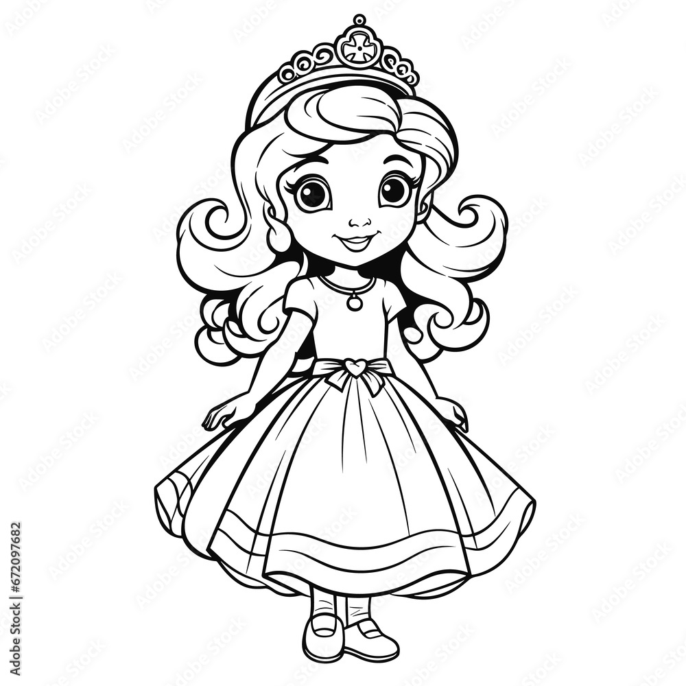 Fototapeta premium Little Princess Coloring Page Kids, Coloring Pages Png