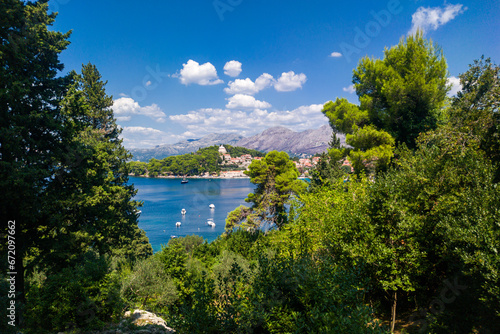 Cavtat, Croatia - August 11, 2023: Cavtat (Croatia) is a popular tourist destination with many hotels and restaurants. Beautiful town Cavtat in southern Dalmatia