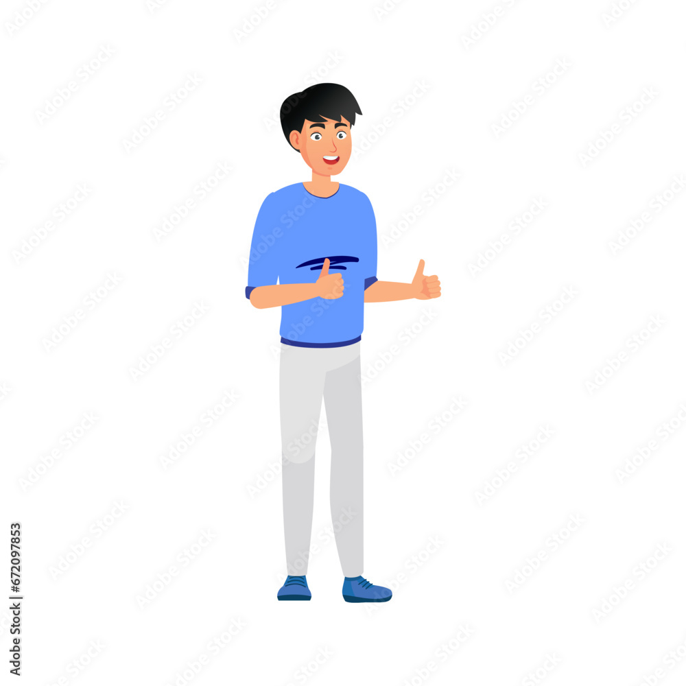 set of poses of young men with shoes cartoon