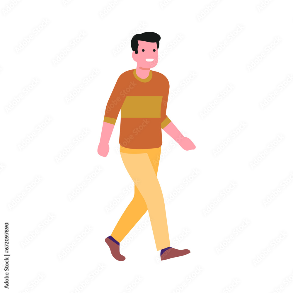 set of poses of young men with shoes vector