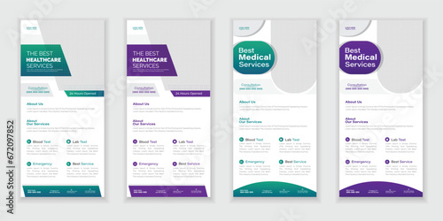 Bundle Medical Roll-Up Or Dl Flyer And Rack Card Design Creative Flyer Set, Corporate Branding, Brochure Template