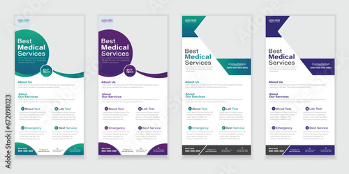 Bundle Medical Roll-Up Or Dl Flyer And Rack Card Design Creative Flyer Set, Corporate Branding, Brochure Template