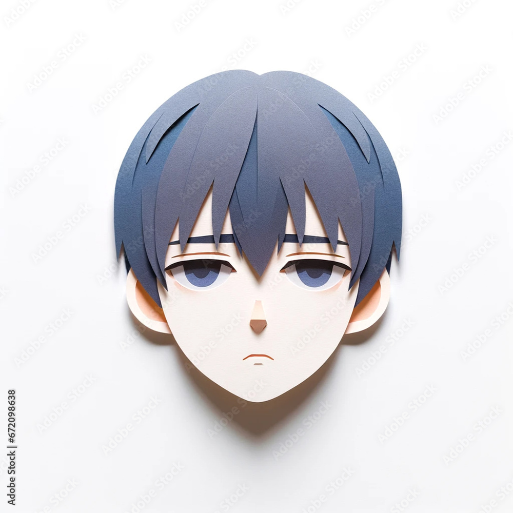 Illustration with a boy's face in an origami style, facial expression Illustration with a boy's face in an origami style, facial expression