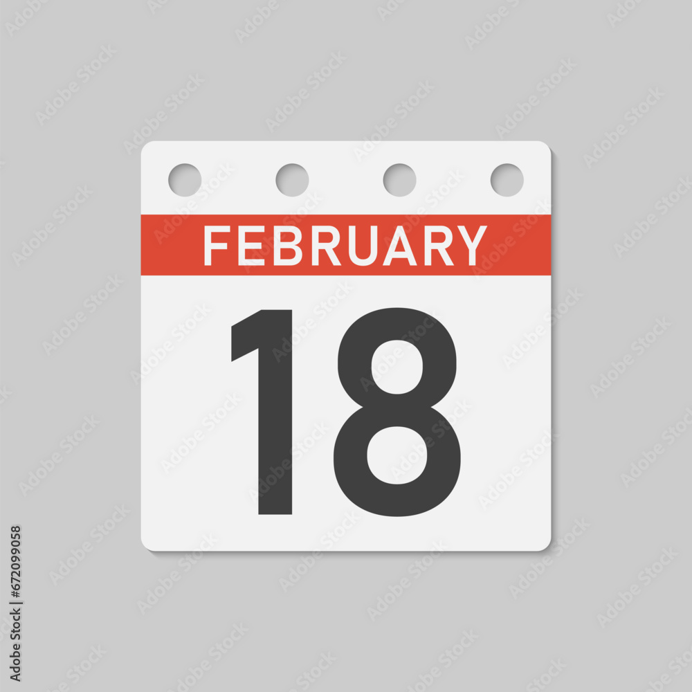 Fototapeta premium Icon page calendar day - 18 February