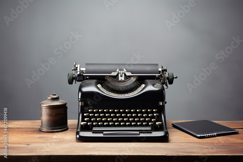 Typewriter Closeup of a desk with a modern antique typewriter.