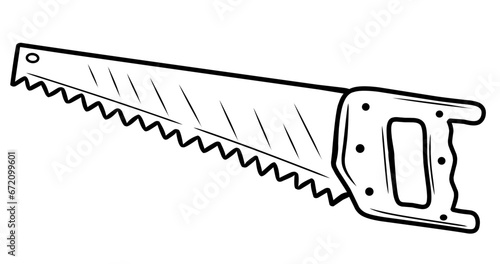 Line art saw isolated on white