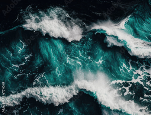 Serene maritime themes unfold as waves of the ocean are viewed from above, featuring a palette 