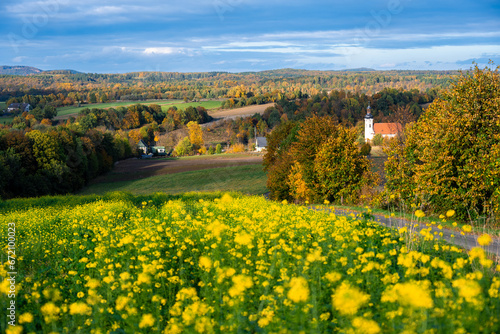 autumn in Kaczawskie mountains in Poland