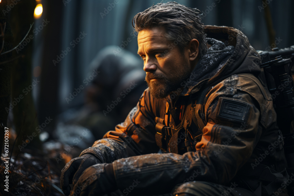 An archer aiming through the sight of a modern compound bow, Generative AI An archer aiming through the sight of a modern compound bow, Generative AI