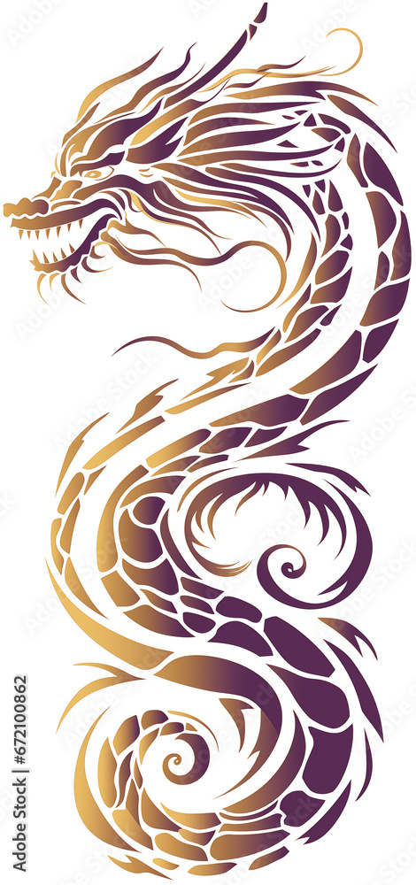 Purple and Golden Chinese Dragon Graffiti Figura serpentinata Purple and Golden Chinese Dragon Graffiti Figura serpentinata