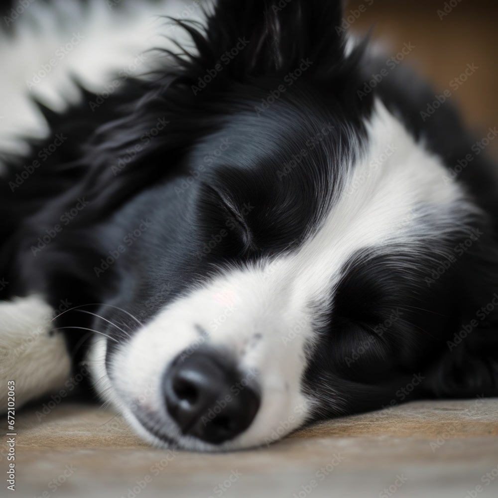 AI generated illustration of a dog resting peacefully on the floor, eyes closed in a relaxed posture AI generated illustration of a dog resting peacefully on the floor, eyes closed in a relaxed posture