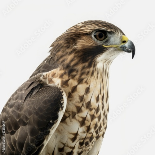 AI generated illustration of a hawk looking aside isolated on white background