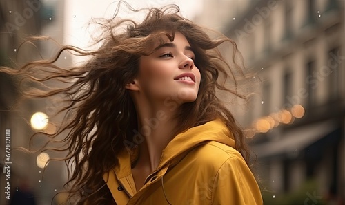 A Captivating Woman With Wind-Swept Hair photo