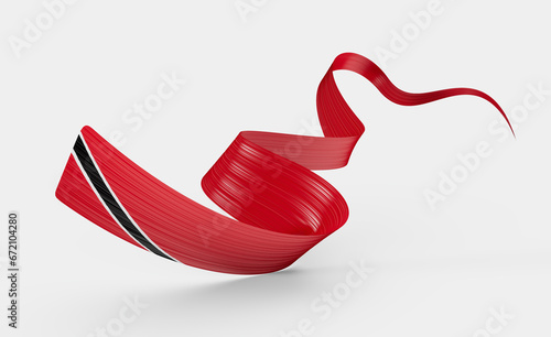 3d Flag Of Trinidad And Tobago 3d Waving Ribbon Flag Isolated On White Background 3d Illustration