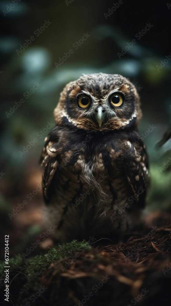 Obraz premium AI generated illustration of a majestic barn owl perched atop the lush foliage of a forest setting