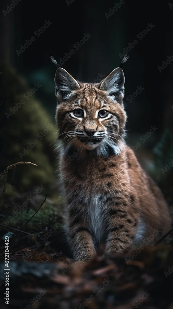 AI generated illustration of a wild cat in a wooded area AI generated illustration of a wild cat in a wooded area