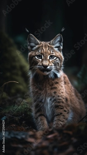AI generated illustration of a wild cat in a wooded area