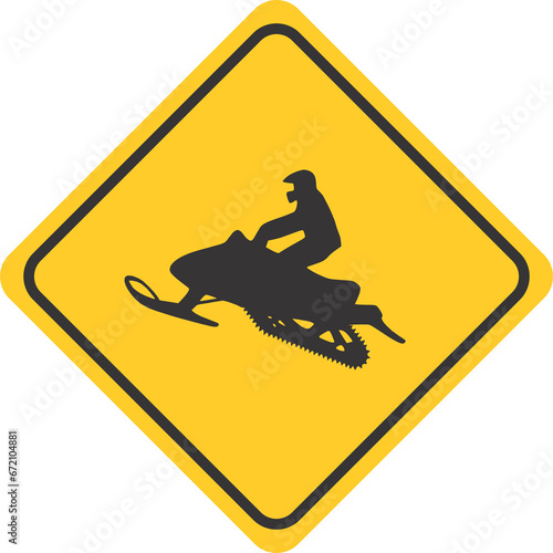 Warning Sign Street Sign Snow Mobile Crossing