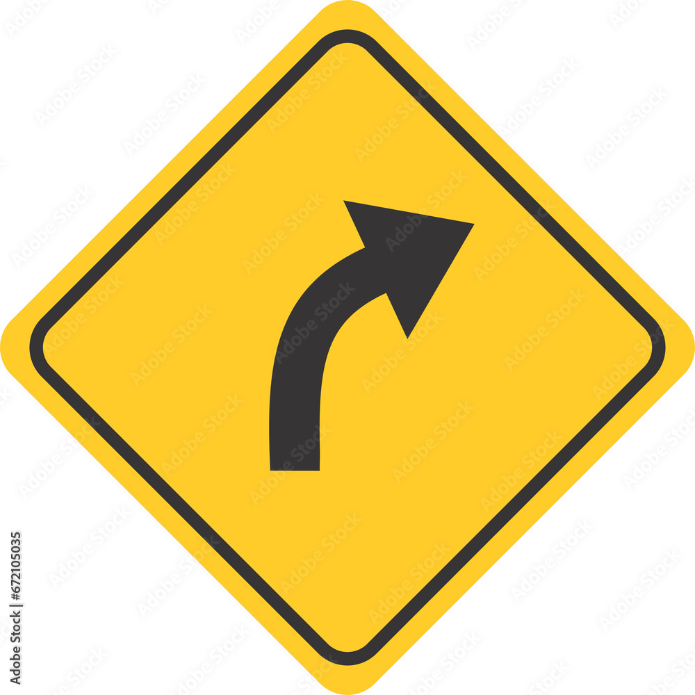 Warning Sign Street Sign Right Curve Ahead Warning Sign Street Sign Right Curve Ahead