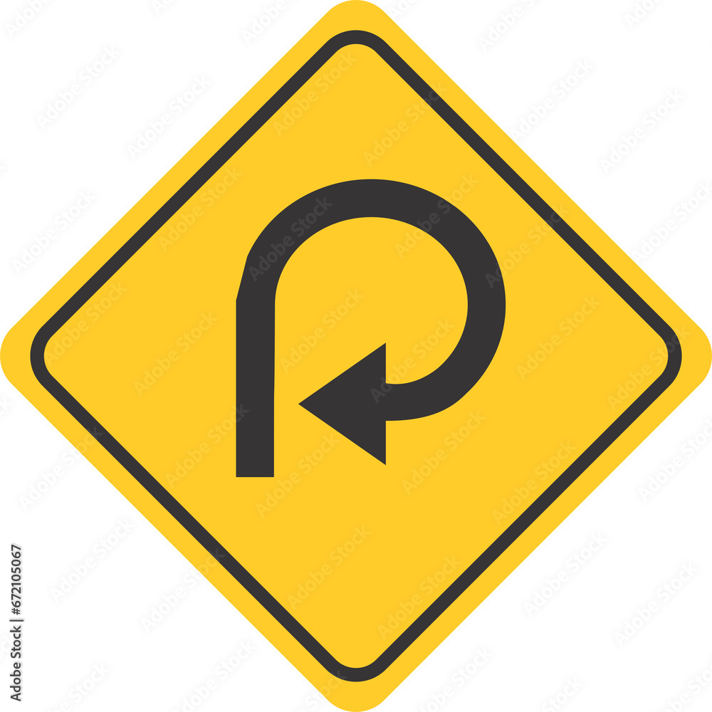 Warning Sign Street Sign Very Sharp 270 Degree Curve Ahead Warning Sign Street Sign Very Sharp 270 Degree Curve Ahead